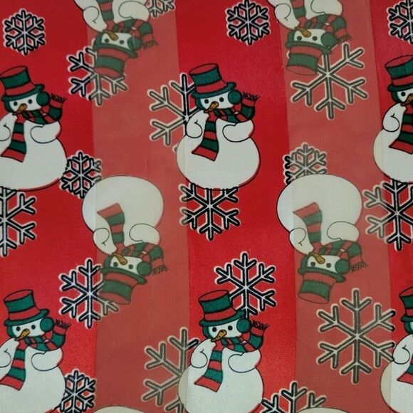 Silk Feel Red And White Snowman Oblong Scarf - Picture 6 of 7